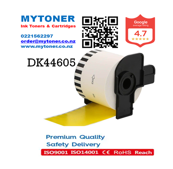 Brother DK44605 Continuous Yellow Label Roll 62mm x 30.48m