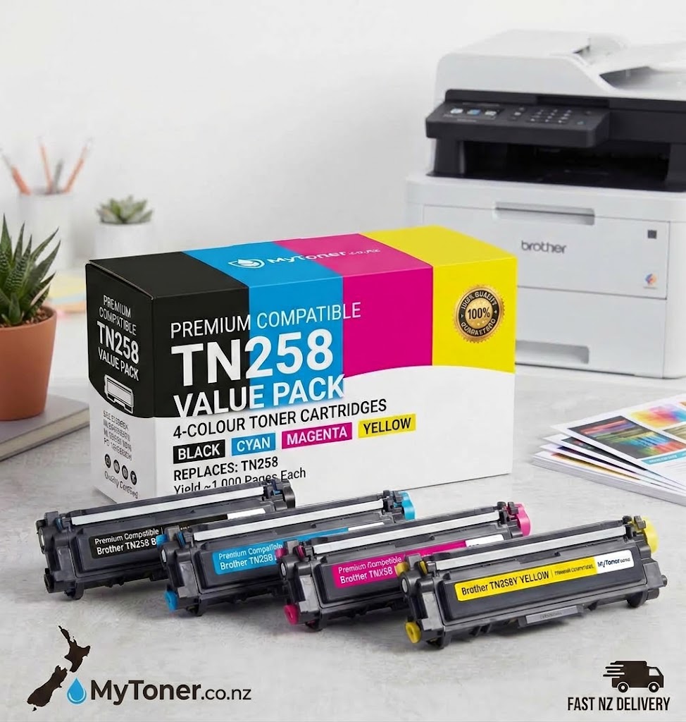 Premium Compatible Brother TN258 4-Colour Toner Cartridge Pack 1,000 Pages Each